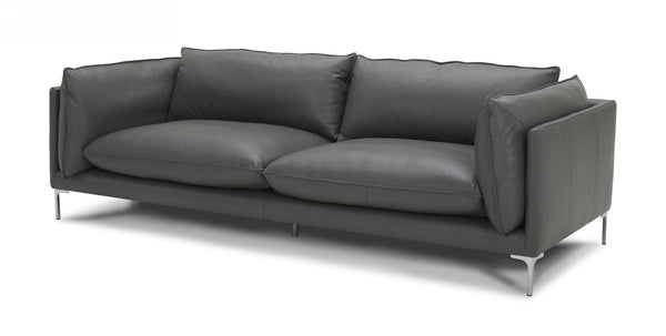 Divani Casa Harvest Modern Grey Full Leather Sofa - MONAVILLA