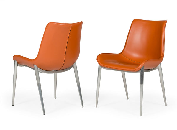 Modrest Holt Modern Cognac Eco Leather Dining Chair (Set of 2) - MONAVILLA