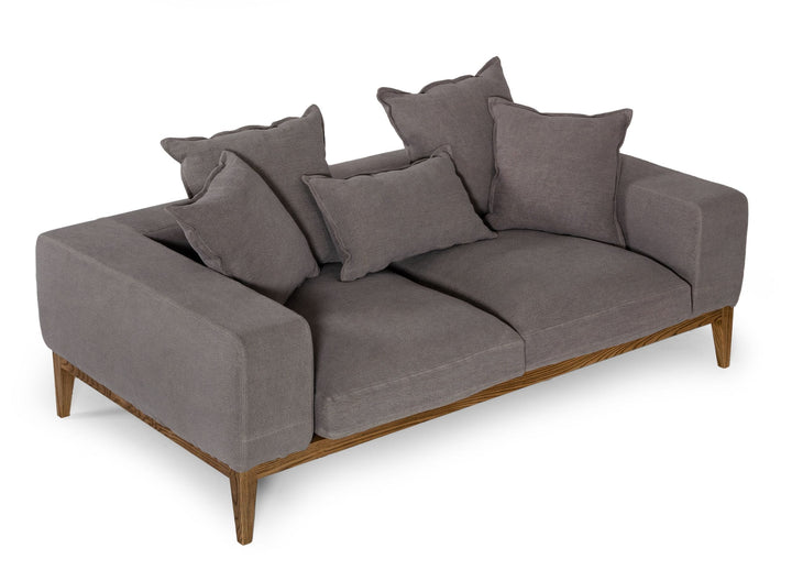 Divani Casa Corina Modern Grey Linen Loveseat - MONAVILLA