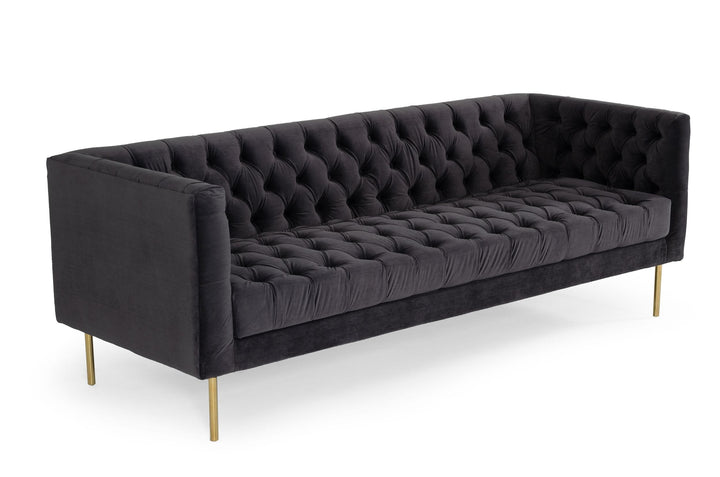 Divani Casa Chavez DK Grey Velvet Sofa - MONAVILLA