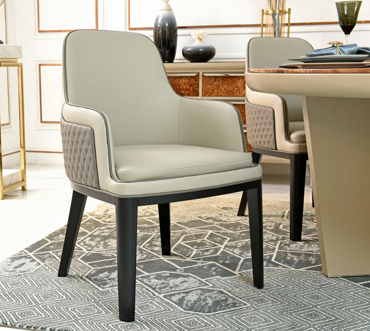 Modrest Maxwell Glam Beige and Grey Dining Chair - MONAVILLA