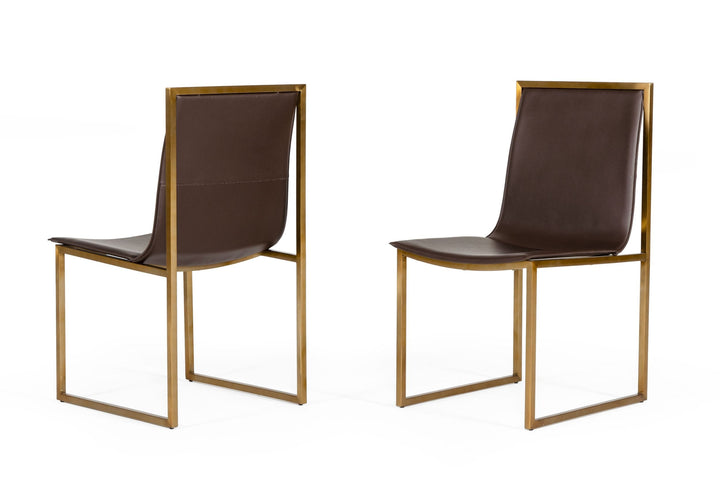 Modrest Dalton Modern Brown Leatherette Dining Chair ( (Set of 2) ) - MONAVILLA