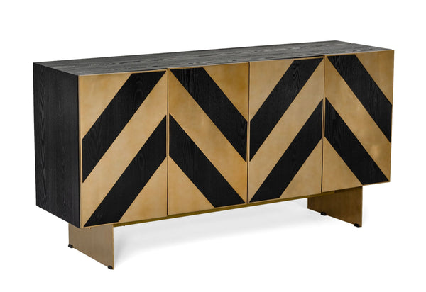 Modrest Perret Glam Black Ash & Brushed Brass Modern Buffet - MONAVILLA