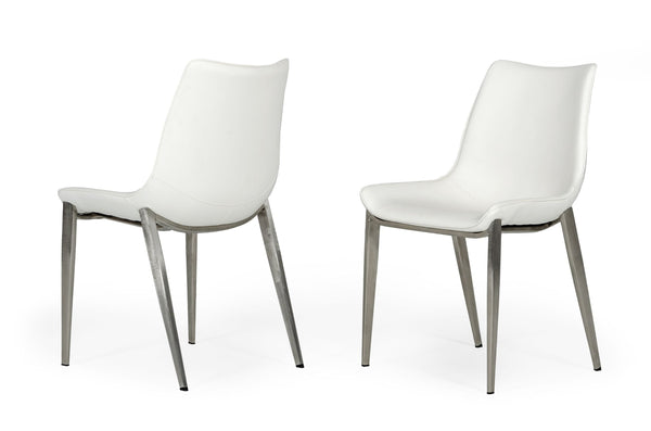 Modrest Frasier Modern White Eco Leather Dining Chair (Set of 2) - MONAVILLA