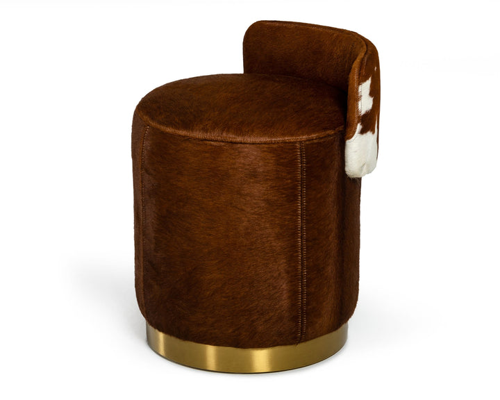 Modrest Belvista Modern Brown Cowhide Ottoman - MONAVILLA