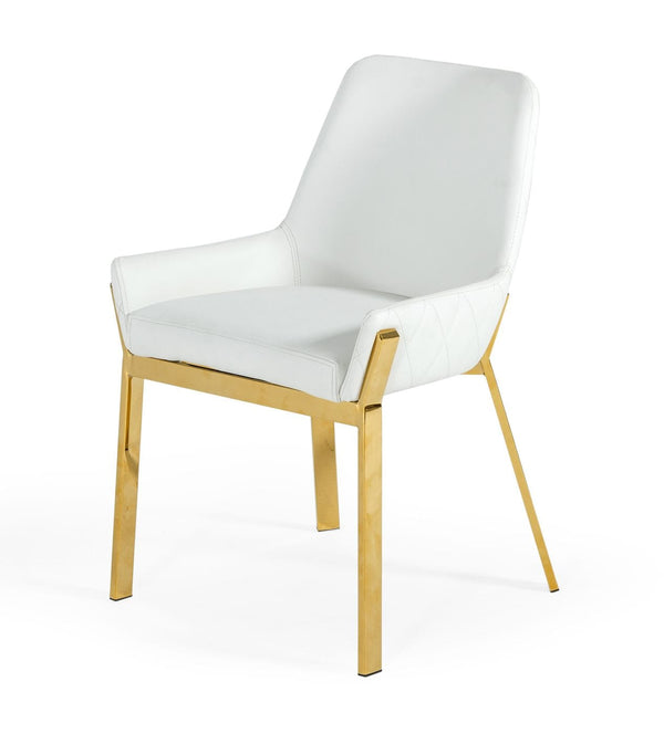 Modrest Ganon Modern White & Gold Dining Chair - MONAVILLA