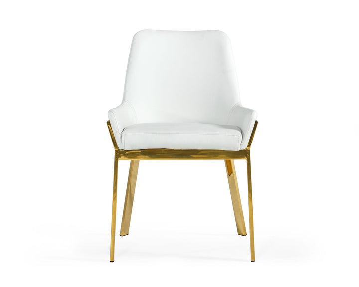 Modrest Ganon Modern White & Gold Dining Chair - MONAVILLA