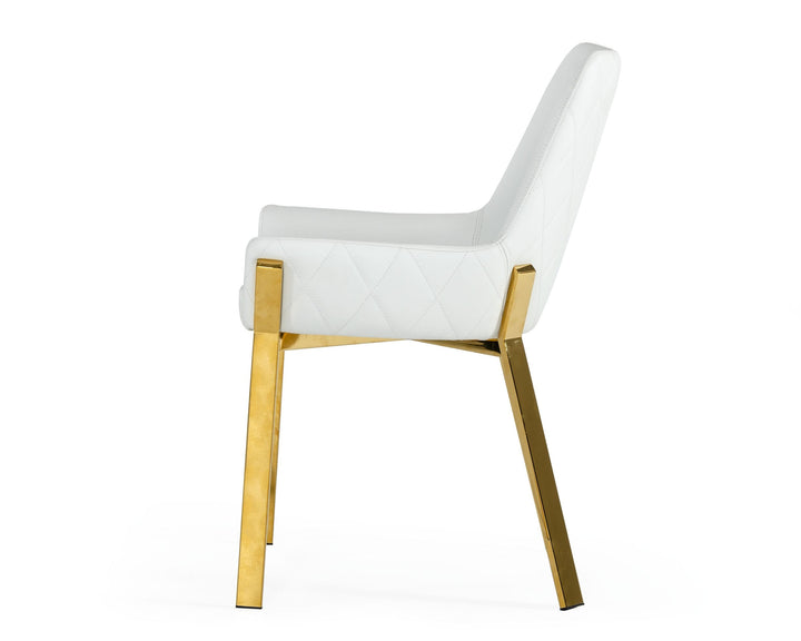 Modrest Ganon Modern White & Gold Dining Chair - MONAVILLA