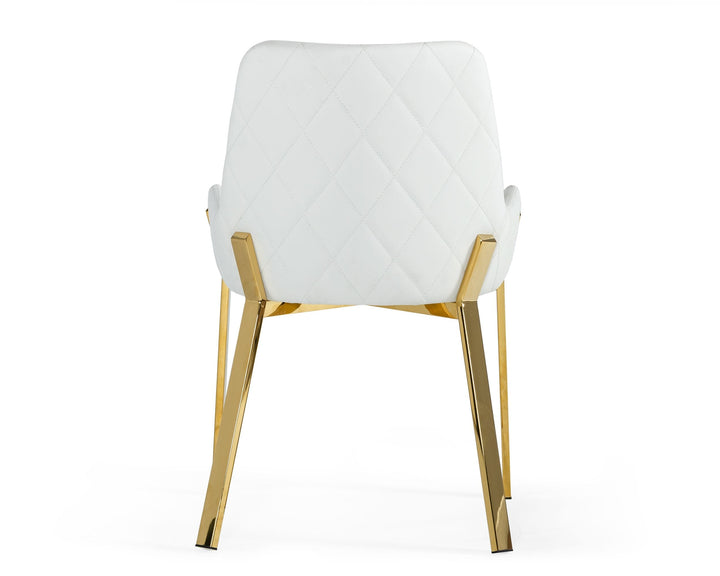 Modrest Ganon Modern White & Gold Dining Chair - MONAVILLA