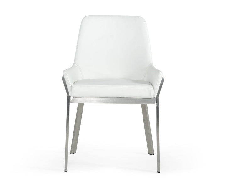 Modrest Ganon Modern White & Brushed Stainless Steel Dining Chair - MONAVILLA
