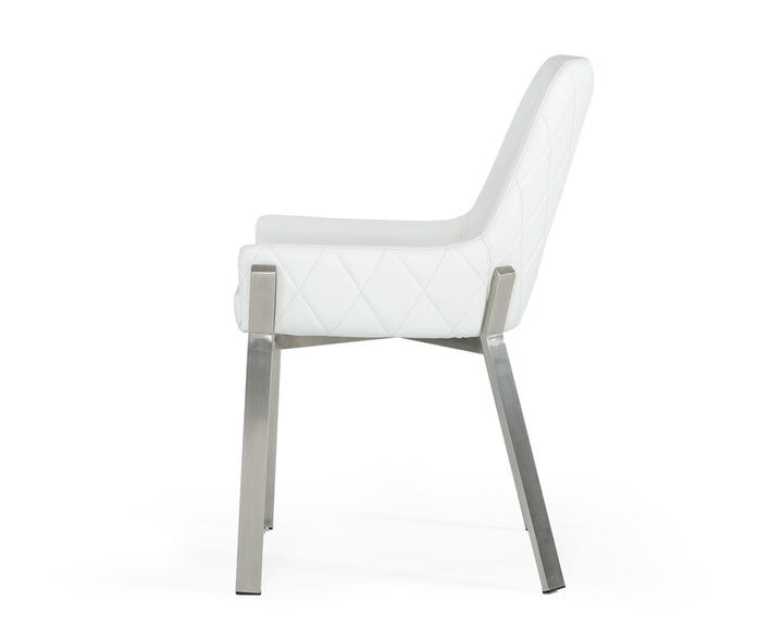 Modrest Ganon Modern White & Brushed Stainless Steel Dining Chair - MONAVILLA