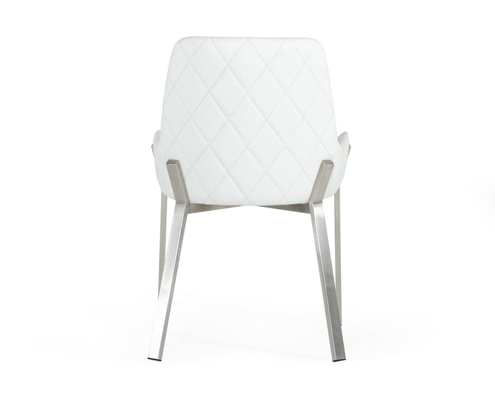 Modrest Ganon Modern White & Brushed Stainless Steel Dining Chair - MONAVILLA