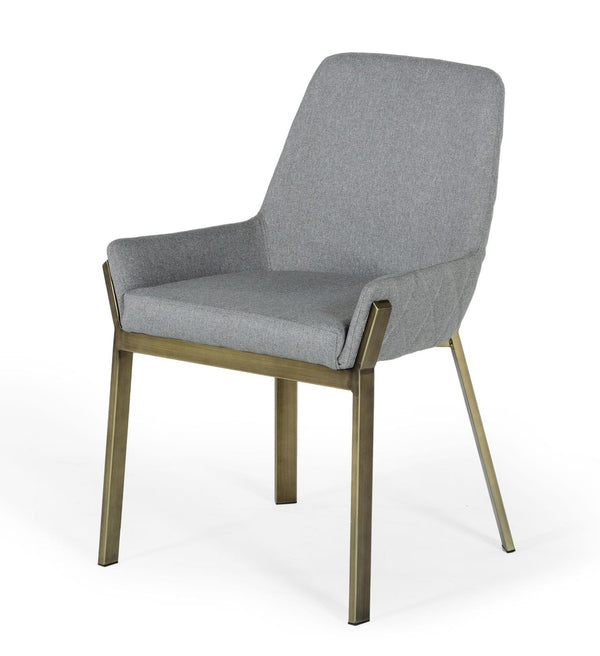Modrest Ganon Modern Grey & Antique Brass Dining Chair - MONAVILLA