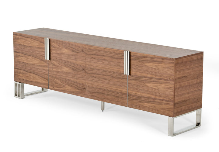 Modrest Gilroy Modern Walnut & Stainless Steel Buffet - MONAVILLA