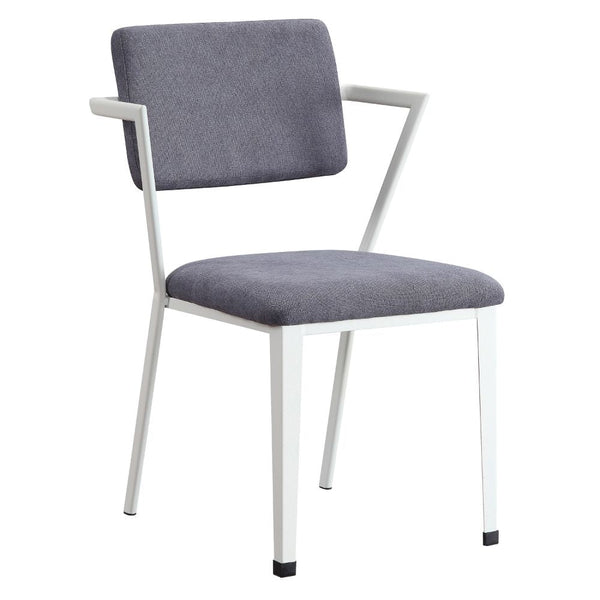 ACME Cargo Gray Fabric & White Dining Chair Model 77882 - MONAVILLA