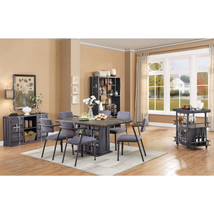 ACME Cargo Gray Fabric & Gunmetal Dining Chair Model 77902 - MONAVILLA