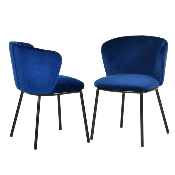 Modrest Bessie Modern Blue Velvet Dining Chair (Set of 2) - MONAVILLA