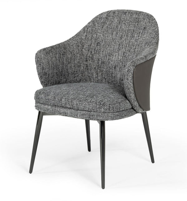 Modrest Cora Modern Grey Fabric & Leatherette Dining Chair - MONAVILLA