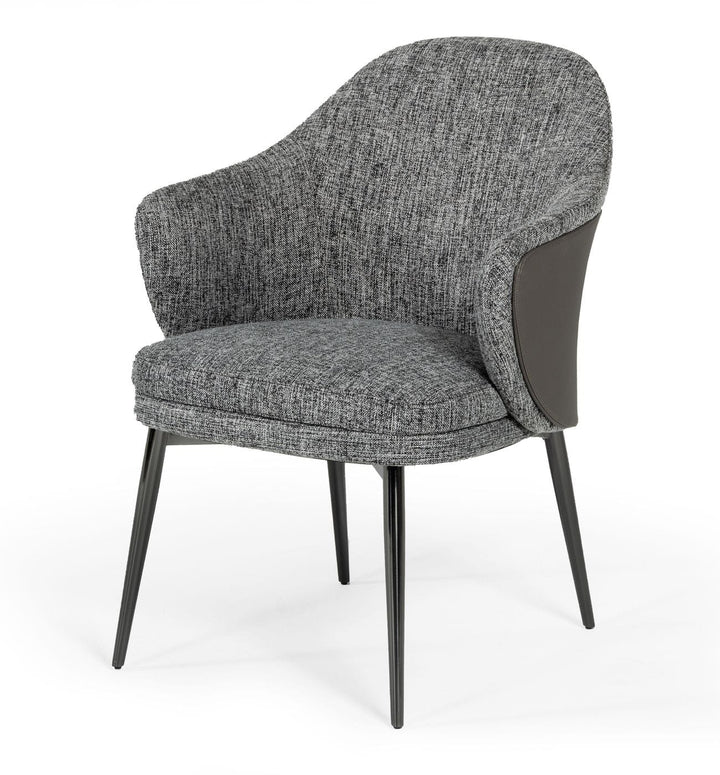 Modrest Cora Modern Grey Fabric & Leatherette Dining Chair - MONAVILLA