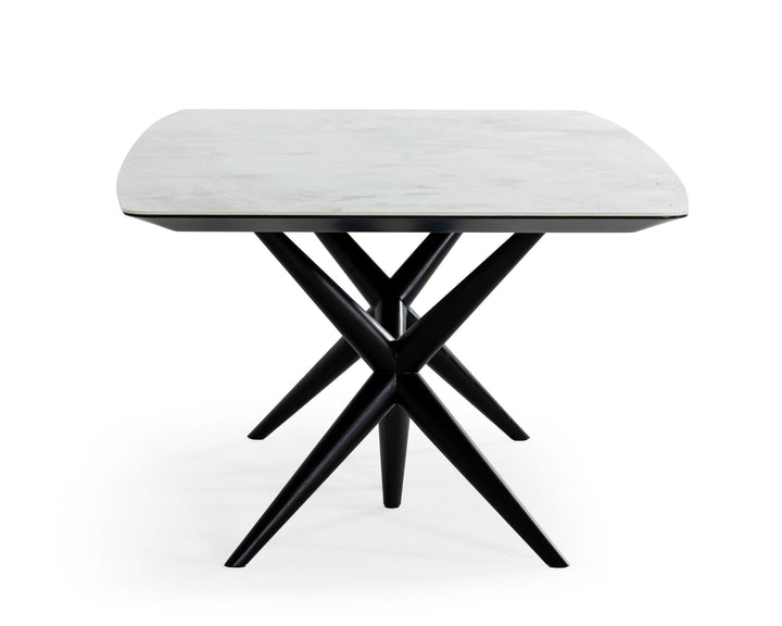 Modrest Stetson Modern White Ceramic & Smoked Ash Dining Table - MONAVILLA