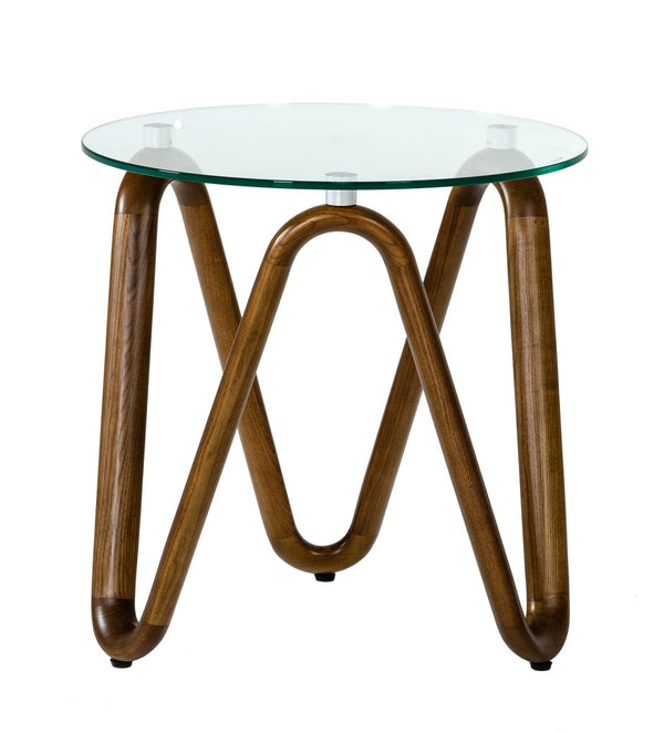 Modrest Lassen Modern Glass & Walnut End Table - MONAVILLA