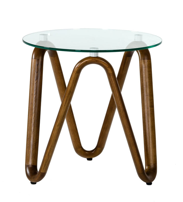 Modrest Lassen Modern Glass & Walnut End Table - MONAVILLA