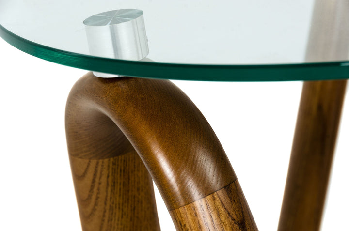 Modrest Lassen Modern Glass & Walnut End Table - MONAVILLA