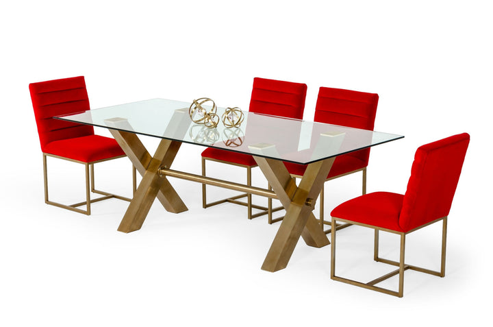 Modrest Dandy Modern Golden & Glass Dining Table - MONAVILLA