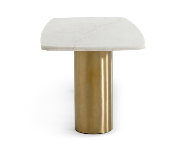 Modrest Rocky Glam White Marble & Brush Gold Dining Table - MONAVILLA