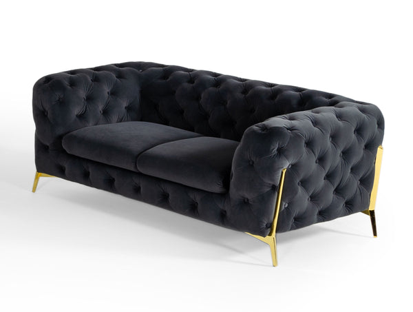 Divani Casa Sheila Modern Dark Grey Fabric Loveseat - MONAVILLA