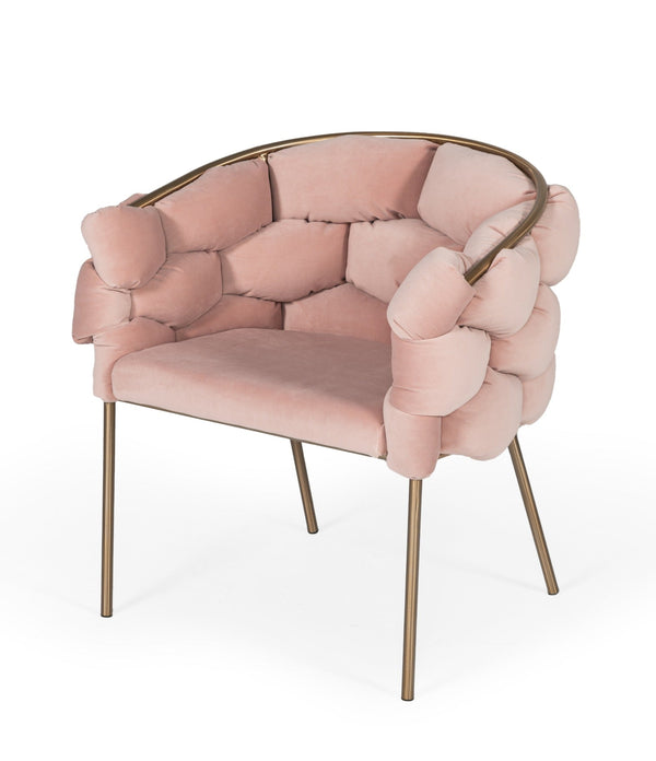 Modrest Debra Modern Pink Fabric Dining Chair - MONAVILLA