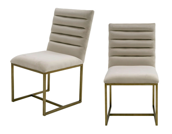 Modrest Barker Modern Beige & Brush Gold Dining Chair (Set of 2) - MONAVILLA