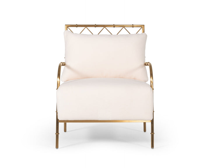 Divani Casa Ignacio Glam White Velvet & Gold Accent Chair - MONAVILLA