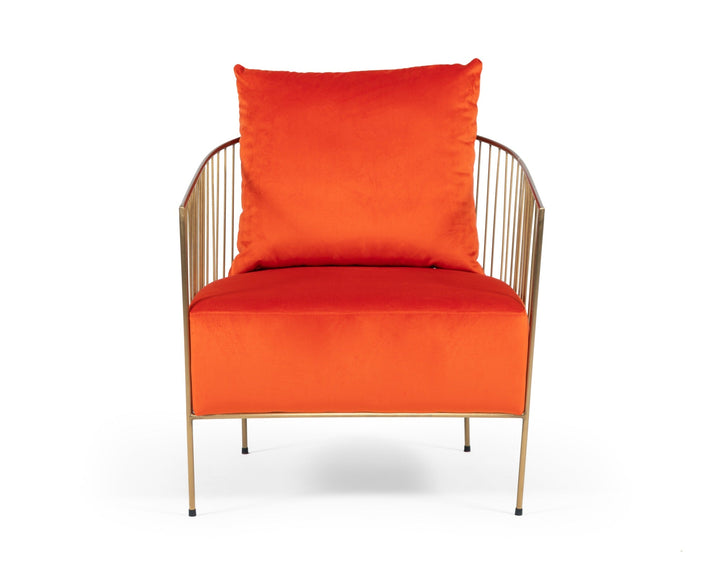 Modrest Loveland Glam Orange Velvet Accent Chair - MONAVILLA