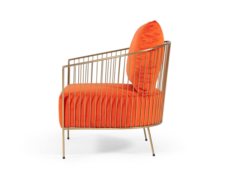 Modrest Loveland Glam Orange Velvet Accent Chair - MONAVILLA