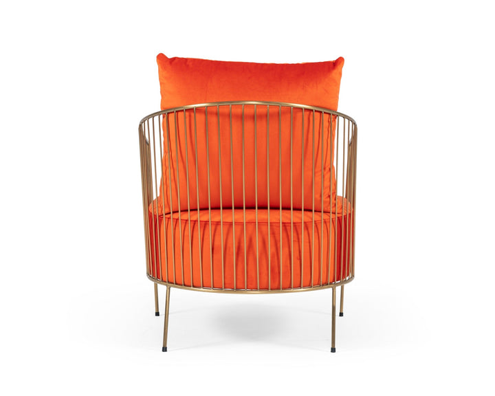 Modrest Loveland Glam Orange Velvet Accent Chair - MONAVILLA