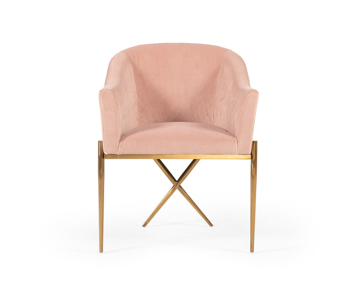 Modrest Mancos Modern Pink Velvet Accent Chair - MONAVILLA