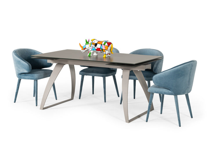Modrest Pittson Modern Extendable Grey Glass Dining Table - MONAVILLA