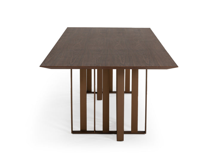 Modrest Livia Modern Walnut & Brass Stainless Steel Dining Table - MONAVILLA