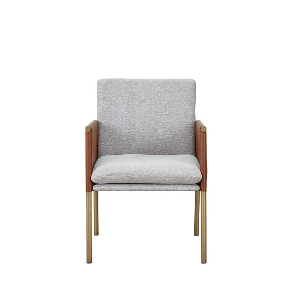 Modrest Pettit Modern White & Brass Arm Dining Chair - MONAVILLA