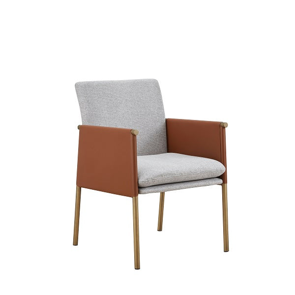 Modrest Pettit Modern White & Brass Arm Dining Chair - MONAVILLA