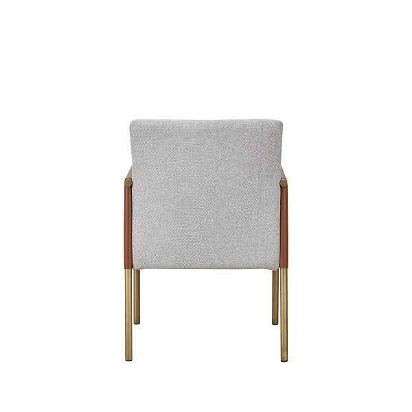 Modrest Pettit Modern White & Brass Arm Dining Chair - MONAVILLA