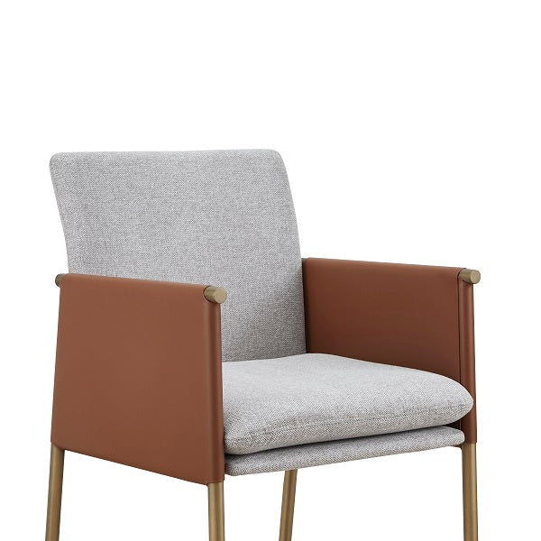 Modrest Pettit Modern White & Brass Arm Dining Chair - MONAVILLA