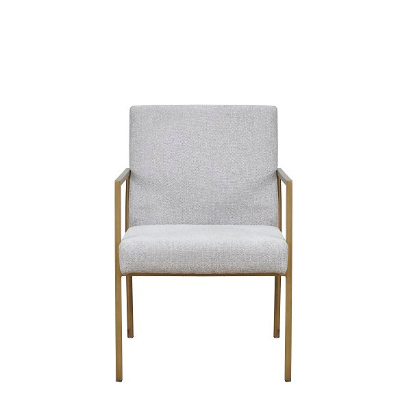 Modrest Burnham Modern White & Brass Arm Dining Chair - MONAVILLA