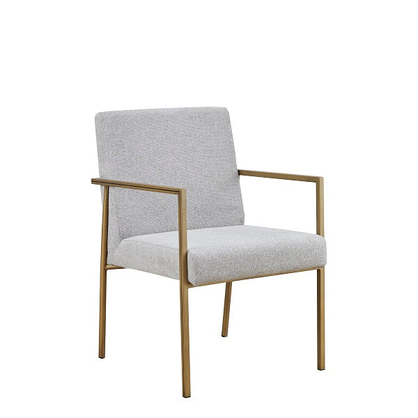 Modrest Burnham Modern White & Brass Arm Dining Chair - MONAVILLA