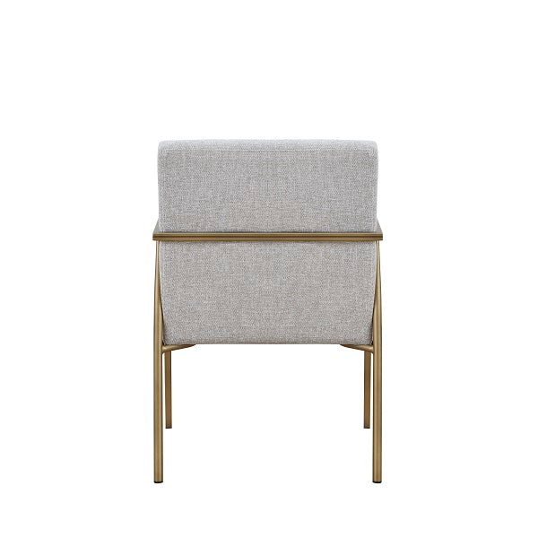 Modrest Burnham Modern White & Brass Arm Dining Chair - MONAVILLA