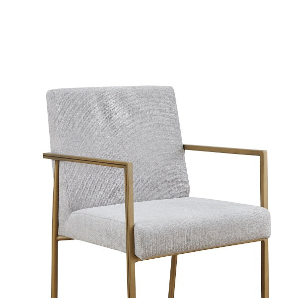 Modrest Burnham Modern White & Brass Arm Dining Chair - MONAVILLA
