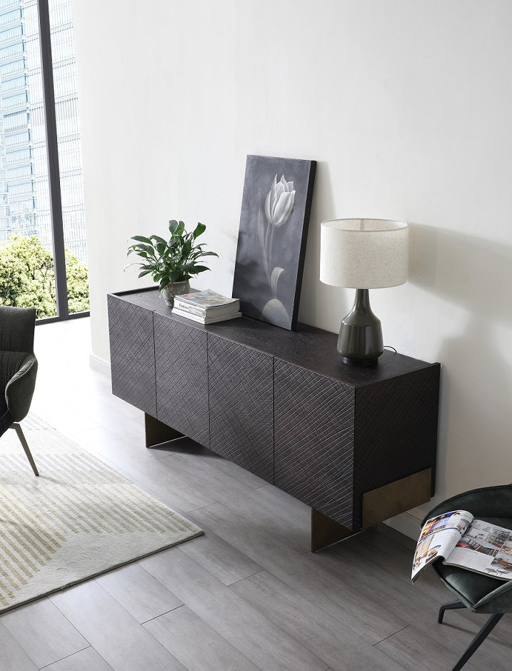 Modrest Gerald Modern Brown Ash and Antique Cooper Buffet - MONAVILLA