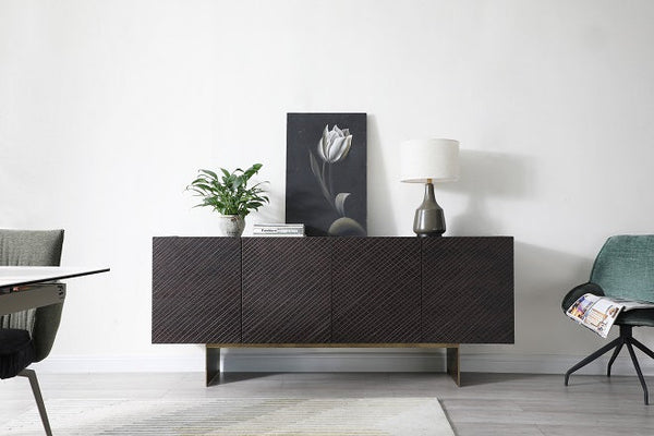 Modrest Gerald Modern Brown Ash and Antique Cooper Buffet - MONAVILLA