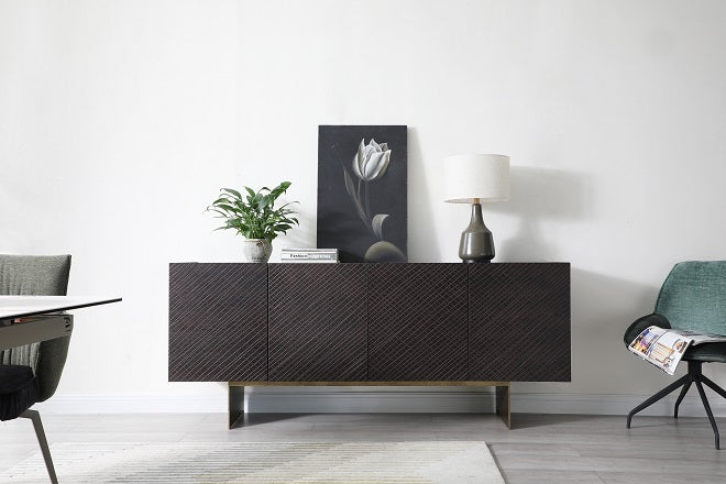 Modrest Gerald Modern Brown Ash and Antique Cooper Buffet - MONAVILLA